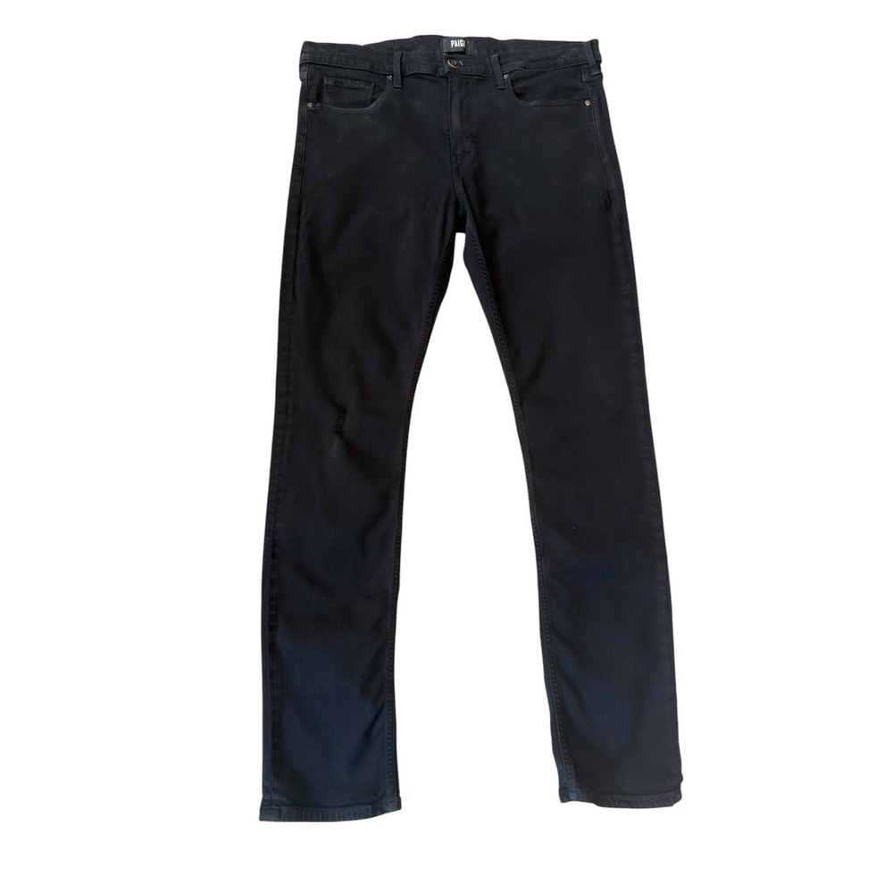 Paige Lennox Slim Fit Jeans Mens 36 Black Shadow M653521-2139 Stretch Denim